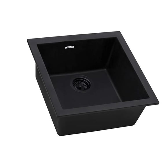 Ruvati RVG2018BK 17 x 17 in. Granite Composite Undermount Single Bowl Wet Bar Prep Sink, Midnight Black
