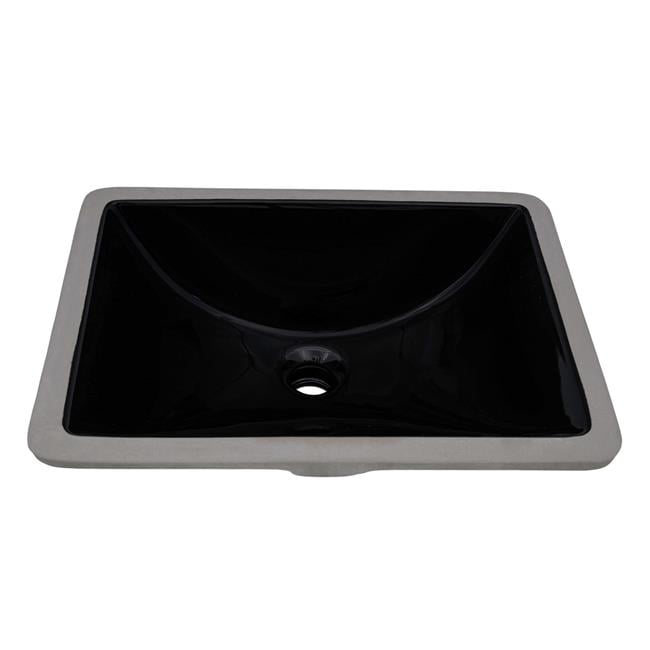 Ruvati RVB0720BK 18 x 13 in. Undermount Rectangular Porcelain Ceramic Bathroom Sink with Overflow, Black