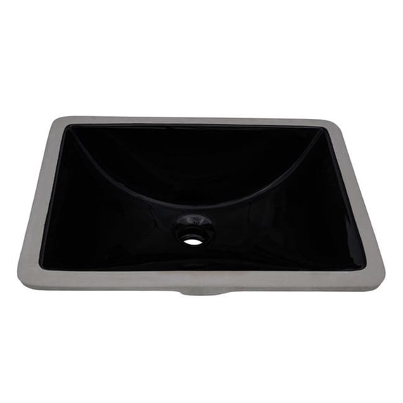 Ruvati RVB0720BK 18 x 13 in. Undermount Rectangular Porcelain Ceramic Bathroom Sink with Overflow, Black