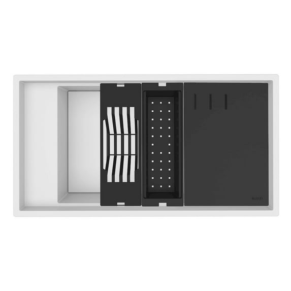 Ruvati 18 x 34 inch Granite Composite Workstation Kitchen Sink Dual Mount Single Bowl