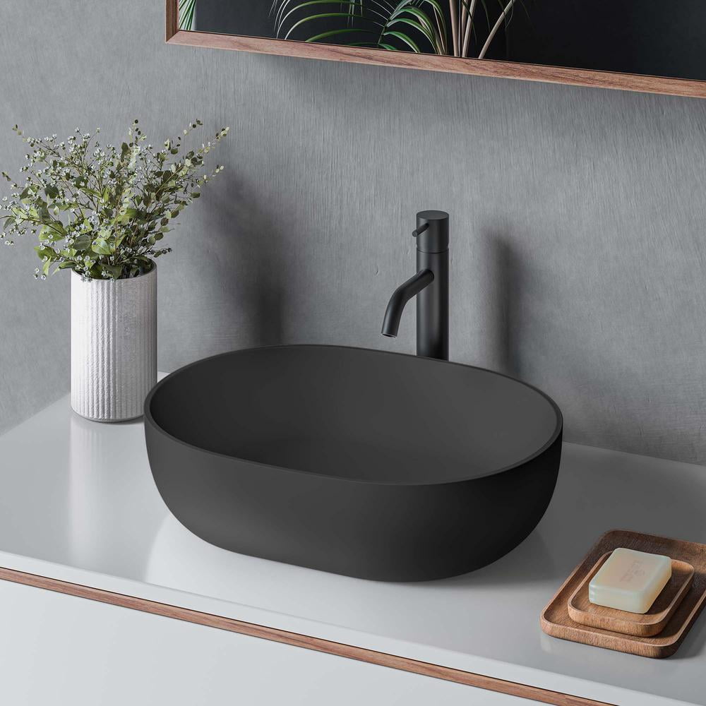 Matte Black 28" Stone Above-Counter Vessel Sink