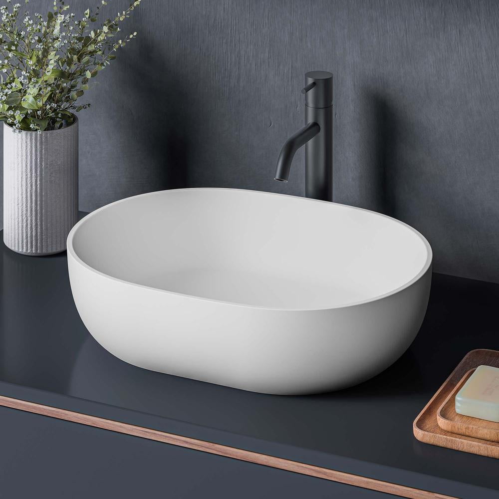 Ruvati 28" White Stone Above-Counter Vessel Sink