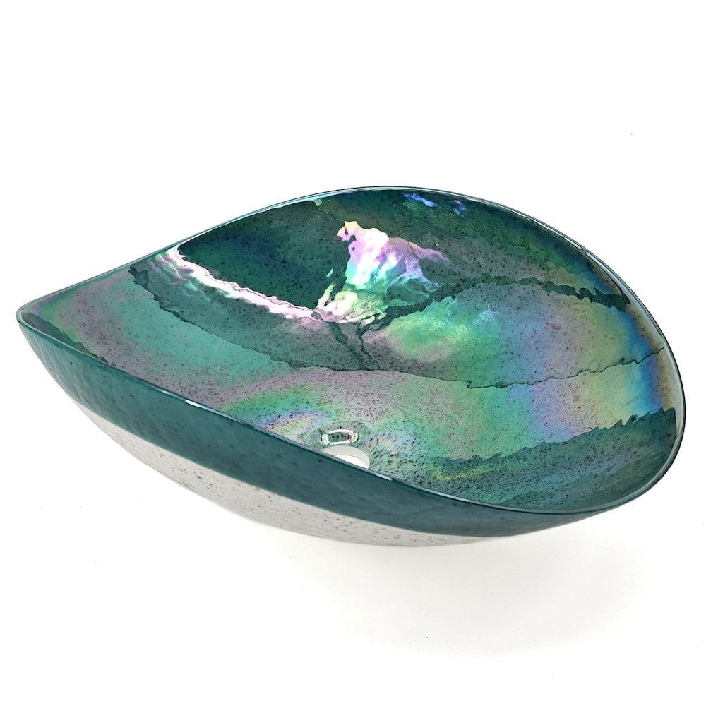 Seafoam Green Glass Oval Vessel Bathroom Sink