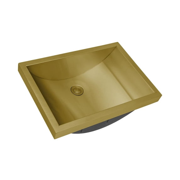 Ruvati 20 x 14 inch Brushed Gold Polished Brass Rectangular Bathroom Sink Semi-Recessed