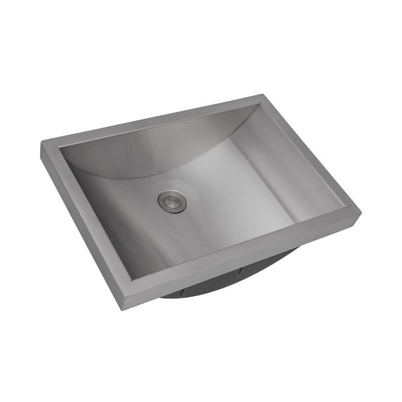 Ruvati 20 x 14 inch Brushed Stainless Steel Rectangular Bathroom Sink Semi-Recessed