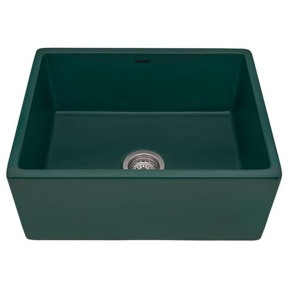 Ruvati RVL2468EG 23 in. Fireclay Farmhouse Single Bowl Kitchen Laundry Utility Sink, Emerald Green
