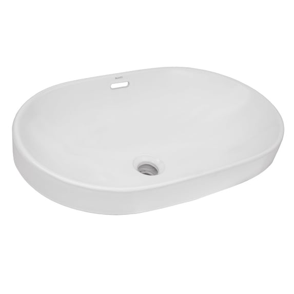 Ruvati 24 x 16 inch Semi-Recessed Drop-in Topmount Bathroom Sink Rectangular Ceramic