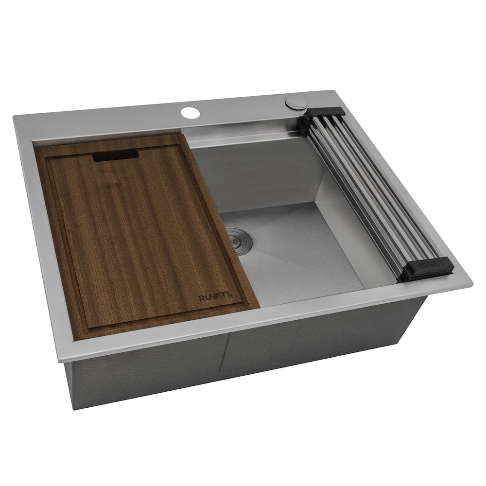 Ruvati 25 x 20 inch Workstation Drop-in Topmount Kitchen Sink 16 Gauge Stainless Steel