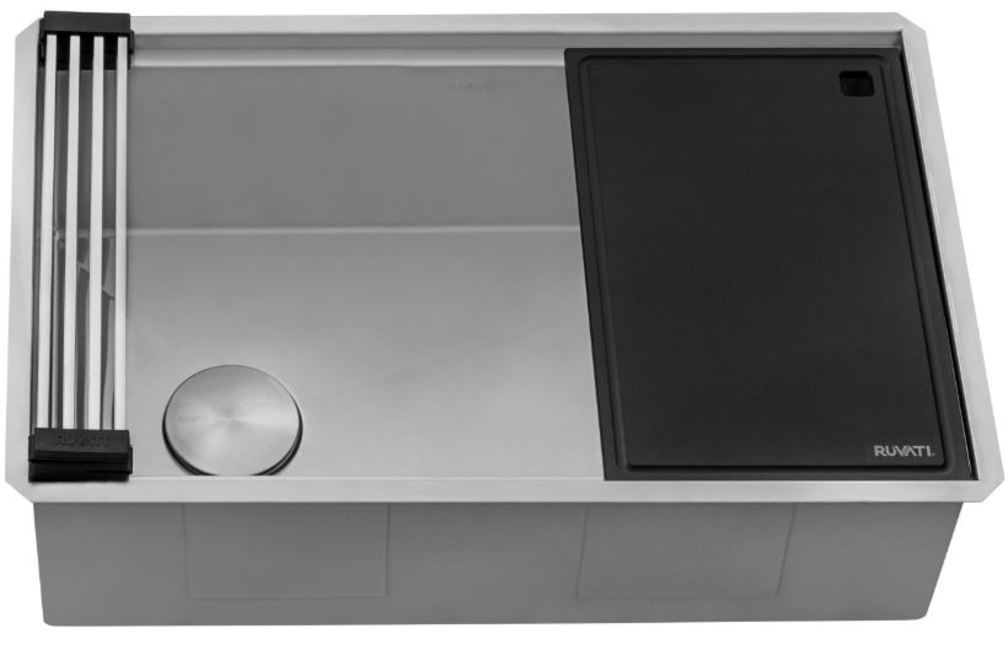 Ruvati 27inch Slope Bottom Offset Drain Undermount 16 Gauge Kitchen