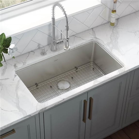 Ruvati RVM5927 27 in. 16 Gauge Stainless Steel Single Bowl Undermount Kitchen Sink, Silver