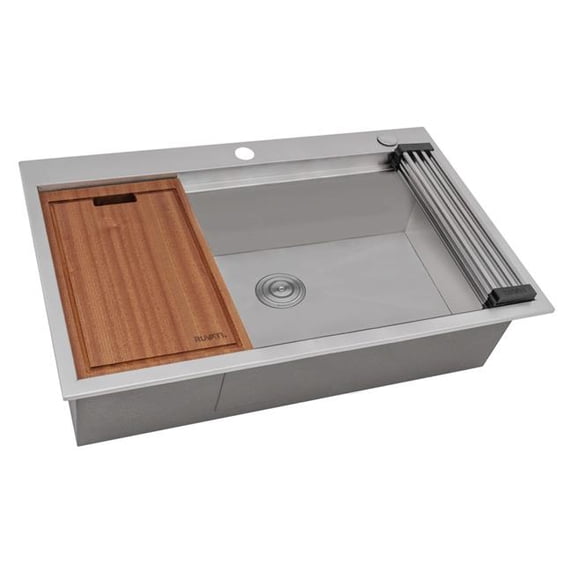 Ruvati RVH8207 27 x 20 in. 16 Gauge Stainless Steel RV Workstation Drop in Top Mount Bar Prep Kitchen Sink, Silver