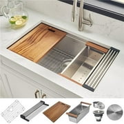 Ruvati 32'' L x 19'' W Undermount Kitchen Sink with Additional Accessories