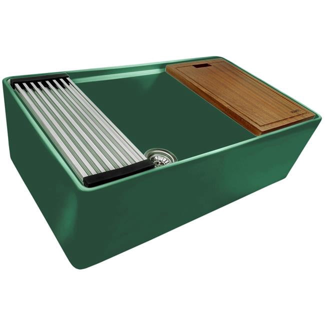 Ruvati RVL2387EG 33 in. Fireclay Workstation Apron Front Single Bowl ...