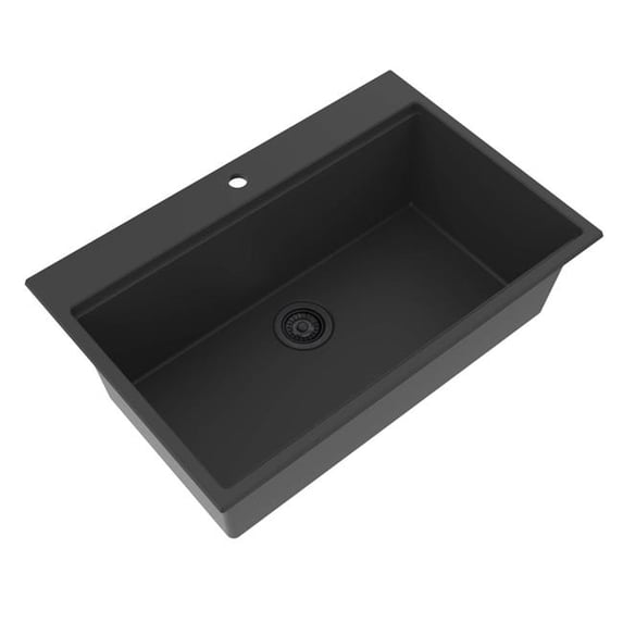 Ruvati RVG1325CK 33 in. Epi Rock Workstation Top Mount Kitchen Sink, Charcoal Black