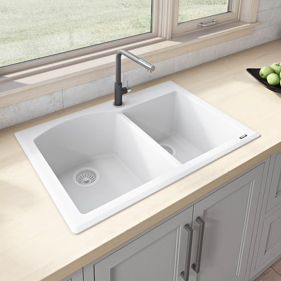 Ruvati RVG1344WH 33 x 22 inch Granite Composite Kitchen Sink - Arctic White