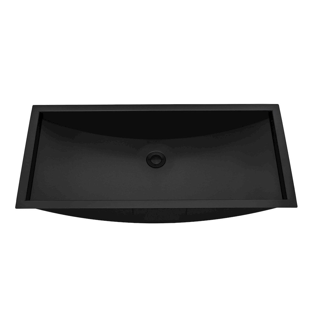 Gunmetal Black Stainless Steel Undermount Rectangular Bathroom Sink, 34 x 14 inches