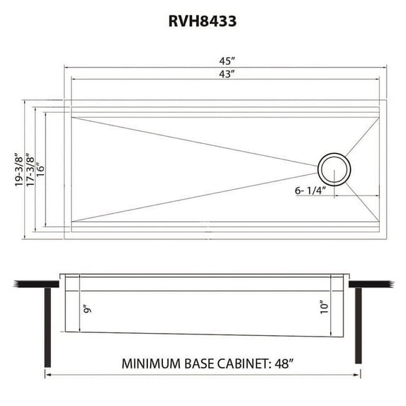 Ruvati USA RVH8433 45 in. Workstation Two-Tiered Ledge Kitchen Sink with Drop-in Topmount 16 Gauge Stainless Steel