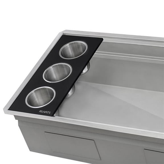 Ruvati USA RVA1377BWC 3 Bowl Serving Board Black Composite Condiment Tray for Workstation Sinks