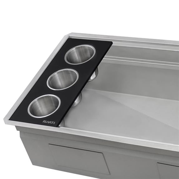 Ruvati USA RVA1377BWC 3 Bowl Serving Board Black Composite Condiment Tray for Workstation Sinks