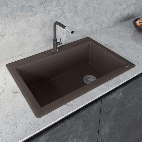 Ruvati 33 x 22 inch epiGranite Drop-in Topmount Single Bowl Kitchen Sink