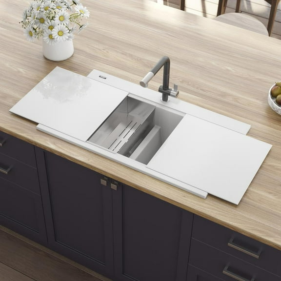 Ruvati 34 inch epiGranite Topmount Workstation Ledge Kitchen Sink