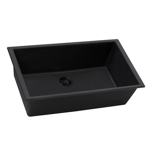 Ruvati Granite Composite Undermount Single Bowl Kitchen Sink - Midnight Black