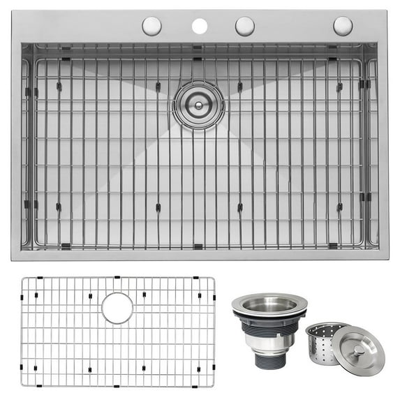 Ruvati 33 x 22 inch Kitchen Sink Single Bowl 4 holes