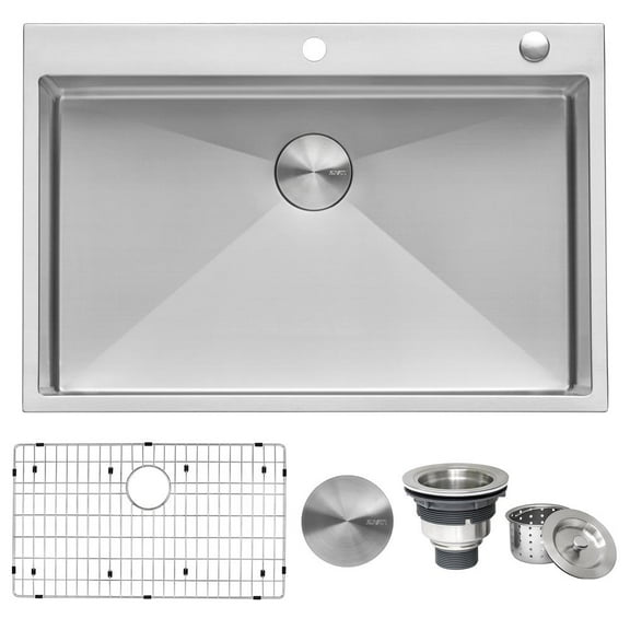 Ruvati 33 x 22 inch Drop-in 16 Gauge Topmount Kitchen Sink Single Bowl