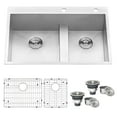 thumbnail image 1 of Ruvati 33-inch Drop-in Low Platform-Divide 16 Gauge Topmount Kitchen Sink, 1 of 18