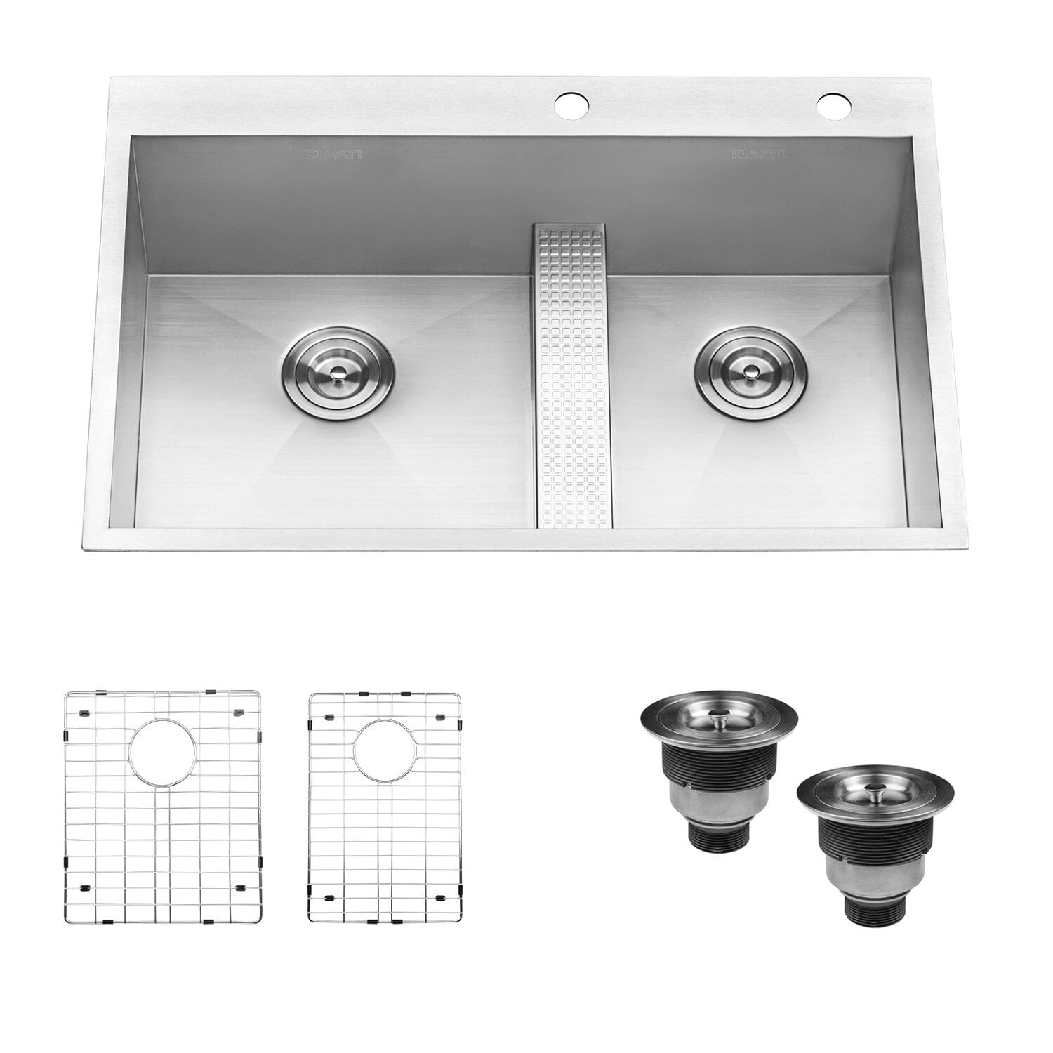 33-Inch Stainless Steel Double Bowl Topmount Kitchen Sink