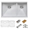 thumbnail image 1 of Ruvati 33in Workstation Ledge 60/40 Double Bowl Undermount 16 Gauge Kitchen Sink, 1 of 8