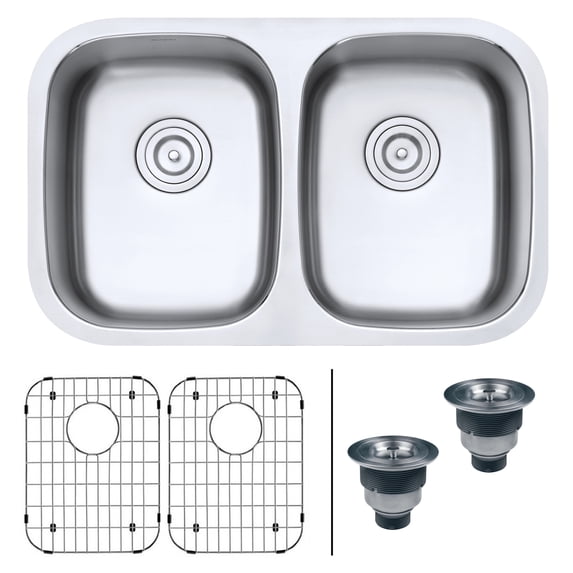Ruvati 29-inch Undermount 50/50 Double Bowl 16 Gauge Stainless Steel Kitchen Sink - RVM4301
