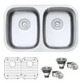 thumbnail image 1 of Ruvati 29-inch Undermount 50/50 Double Bowl 16 Gauge Kitchen Sink, 1 of 10