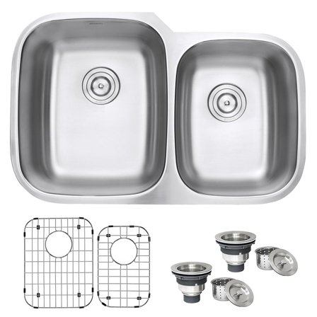 Ruvati 32-inch Undermount 60/40 Double Bowl 16 Gauge Kitchen Sink