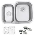 thumbnail image 1 of Ruvati 29-inch Undermount 40/60 Double Bowl 16 Gauge Kitchen Sink, 1 of 20