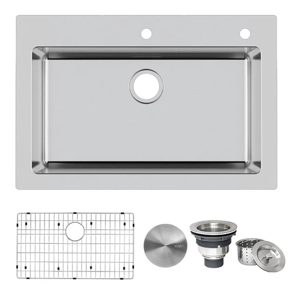 Ruvati 33 x 22 inch Drop-in Topmount Kitchen Sink 16 Gauge Single Bowl
