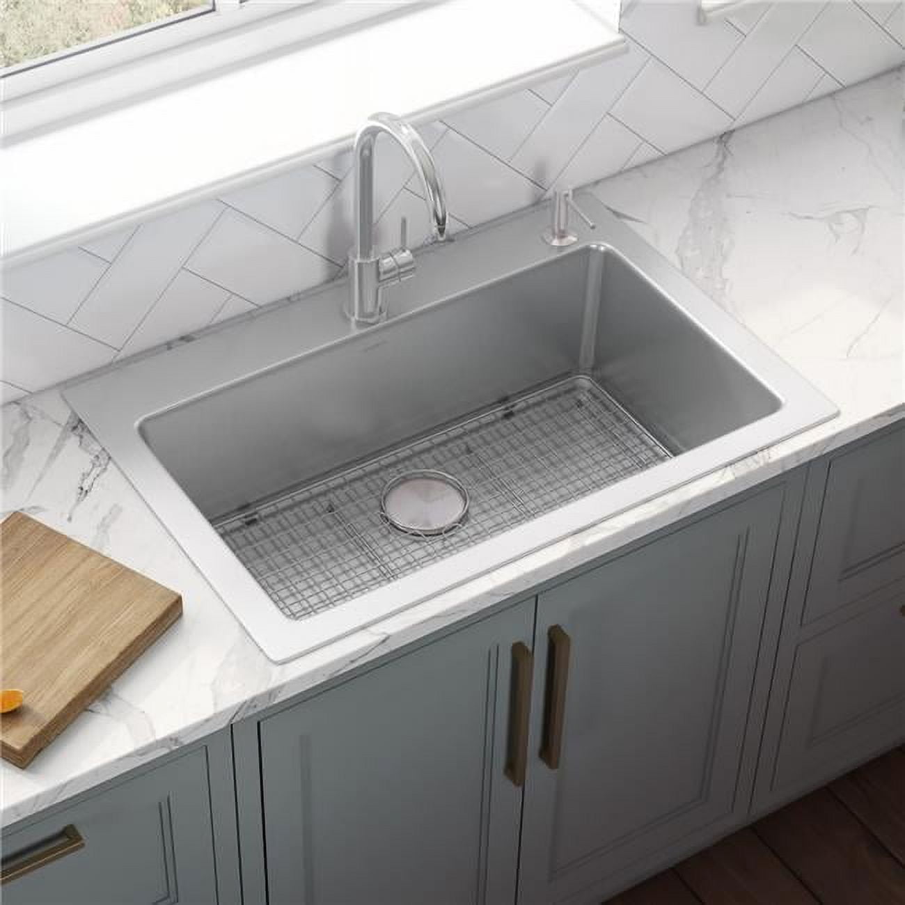 Ruvati 33 x 22 Inch Stainless Steel Drop-In Single Bowl Kitchen Sink