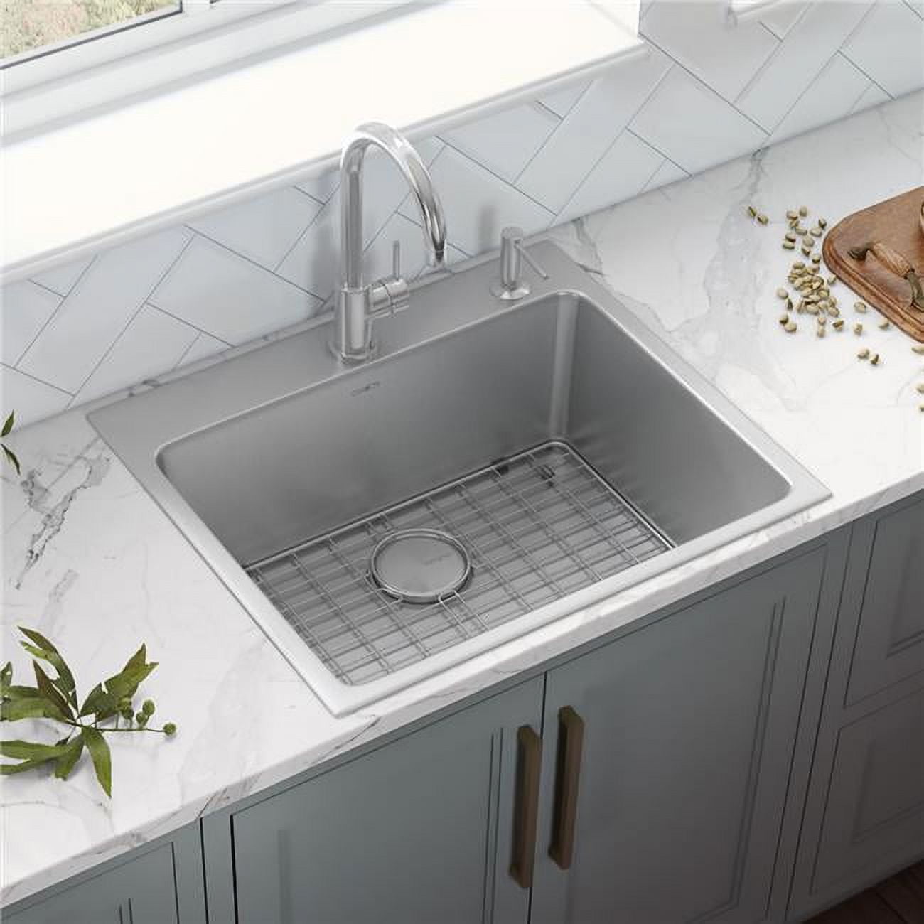 23 x 20 Inch Stainless Steel Drop-In Single Bowl Kitchen Sink