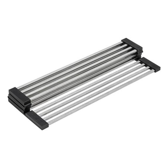 Ruvati USA RVA1395 12 in. Stainless Steel & Silicone Foldable Drying Rack for Workstation Sinks Dish Mat Trivet