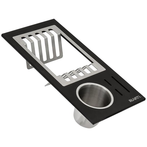 Ruvati USA RVA1542BWC Black Composite Dish Plate & Silverware Caddy Drying Rack for Workstation Sinks