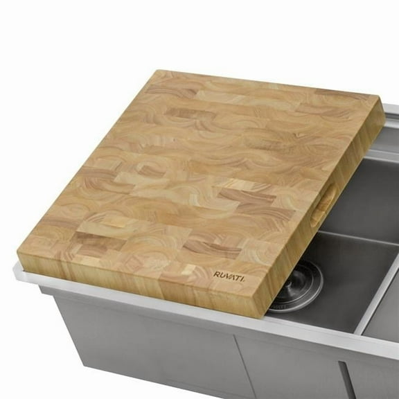 Ruvati USA RVA2445OAK 17 x 16 in. Thick End-Grain French Oak Butcher Block Solid Wood Cutting Board - Large