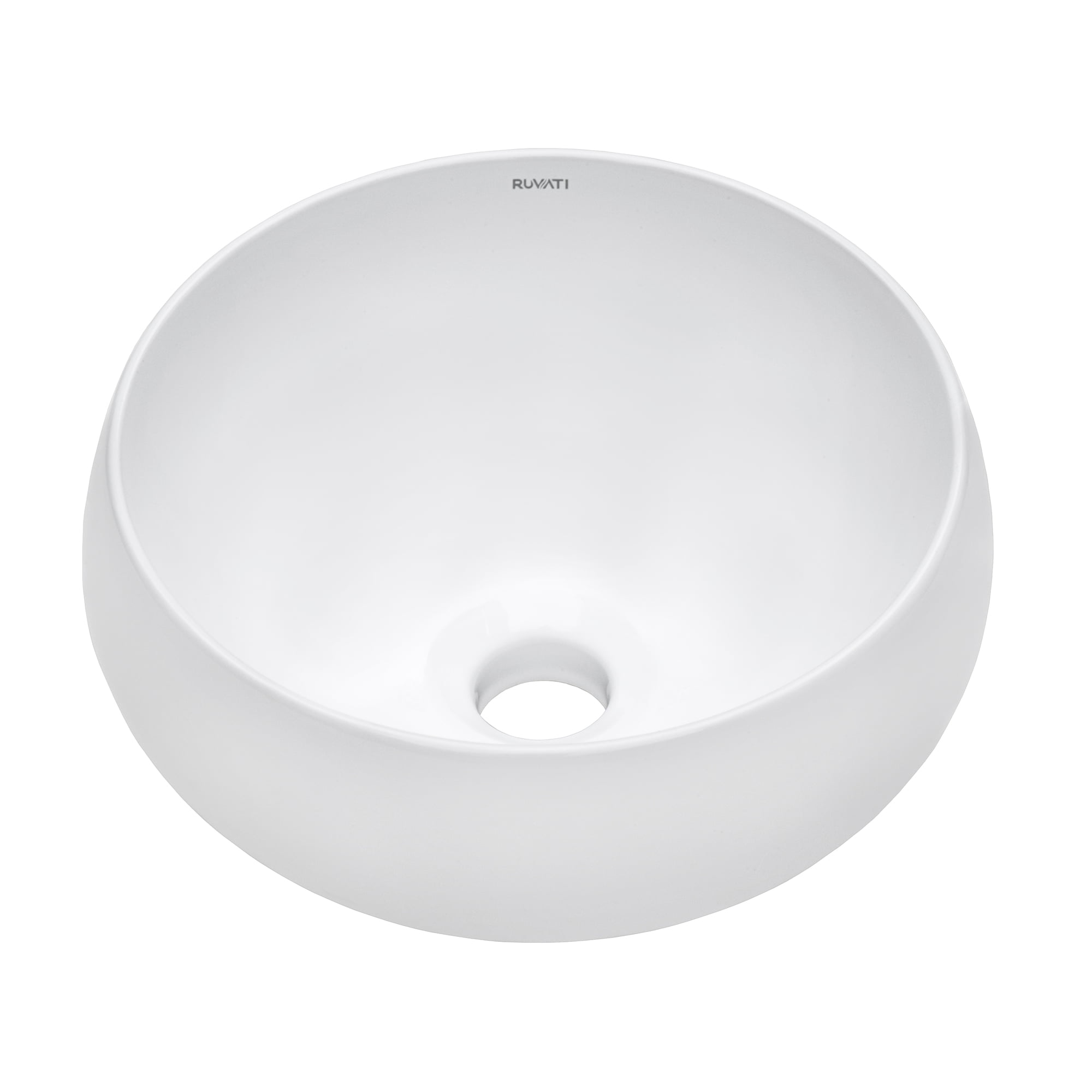 Ruvati 12" Round White Ceramic Above-Counter Vessel Sink