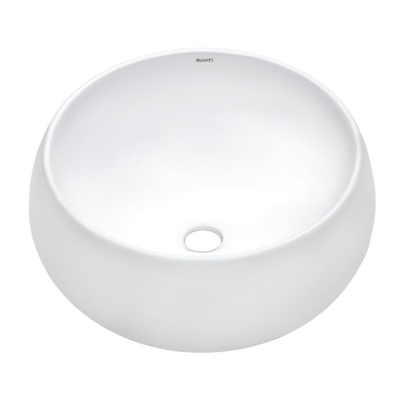 Ruvati Rvb0316 Vista 16" Round Porcelain Vessel Bathroom Sink - White