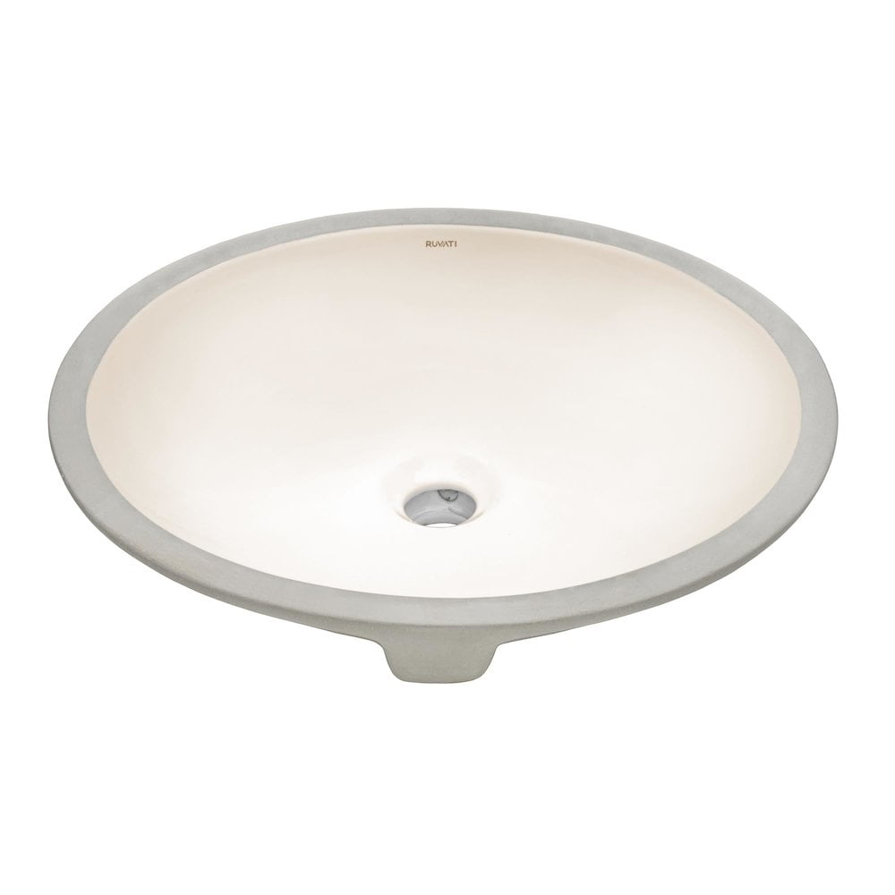 Biscuit Oval Ceramic Undermount Bathroom Sink with Overflow