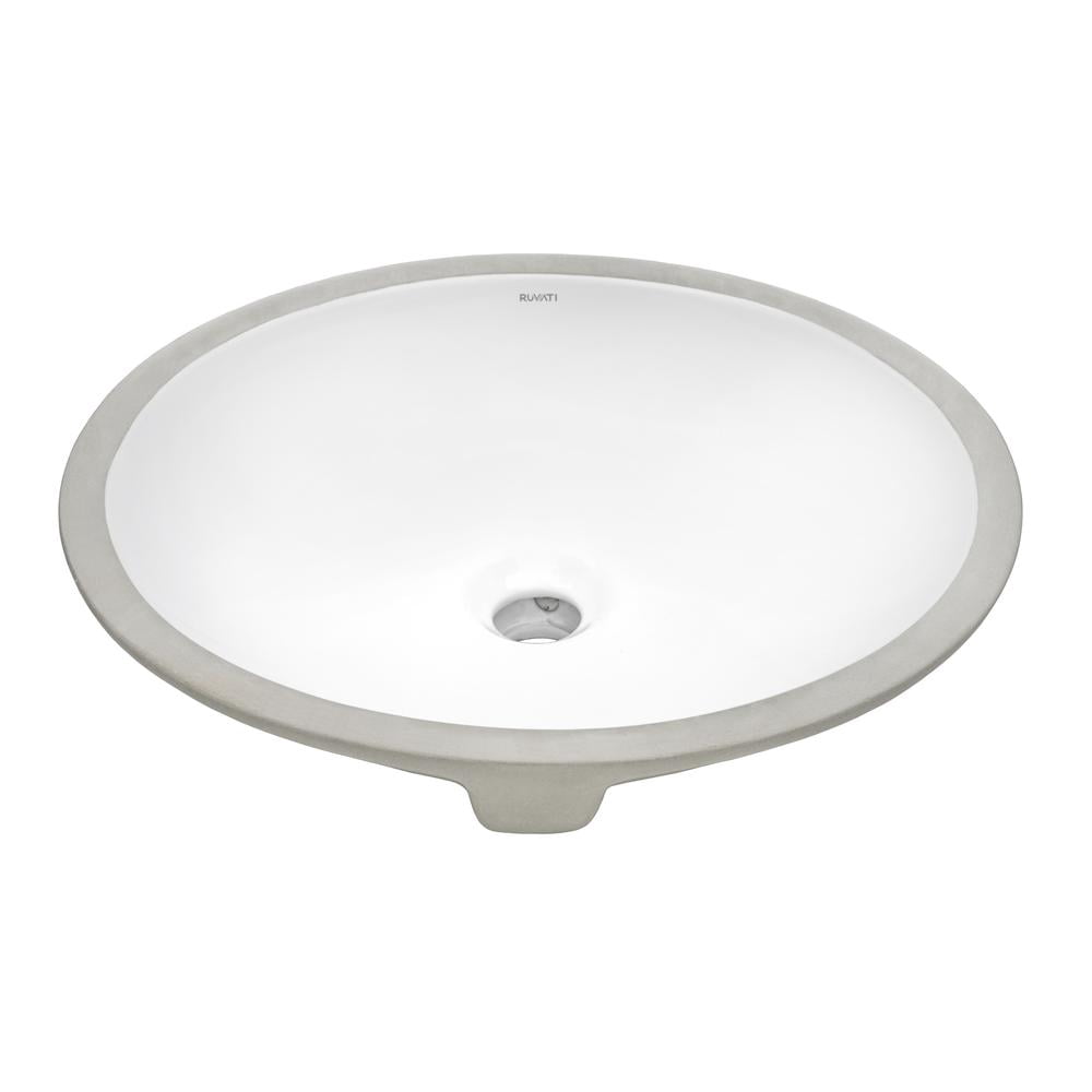 Ruvati RVB0619 Krona 18" Oval Porcelain Undermount Bathroom Sink - White