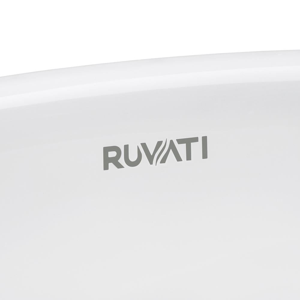 Ruvati White Rectangular Ceramic Undermount Bathroom Sink with Overflow