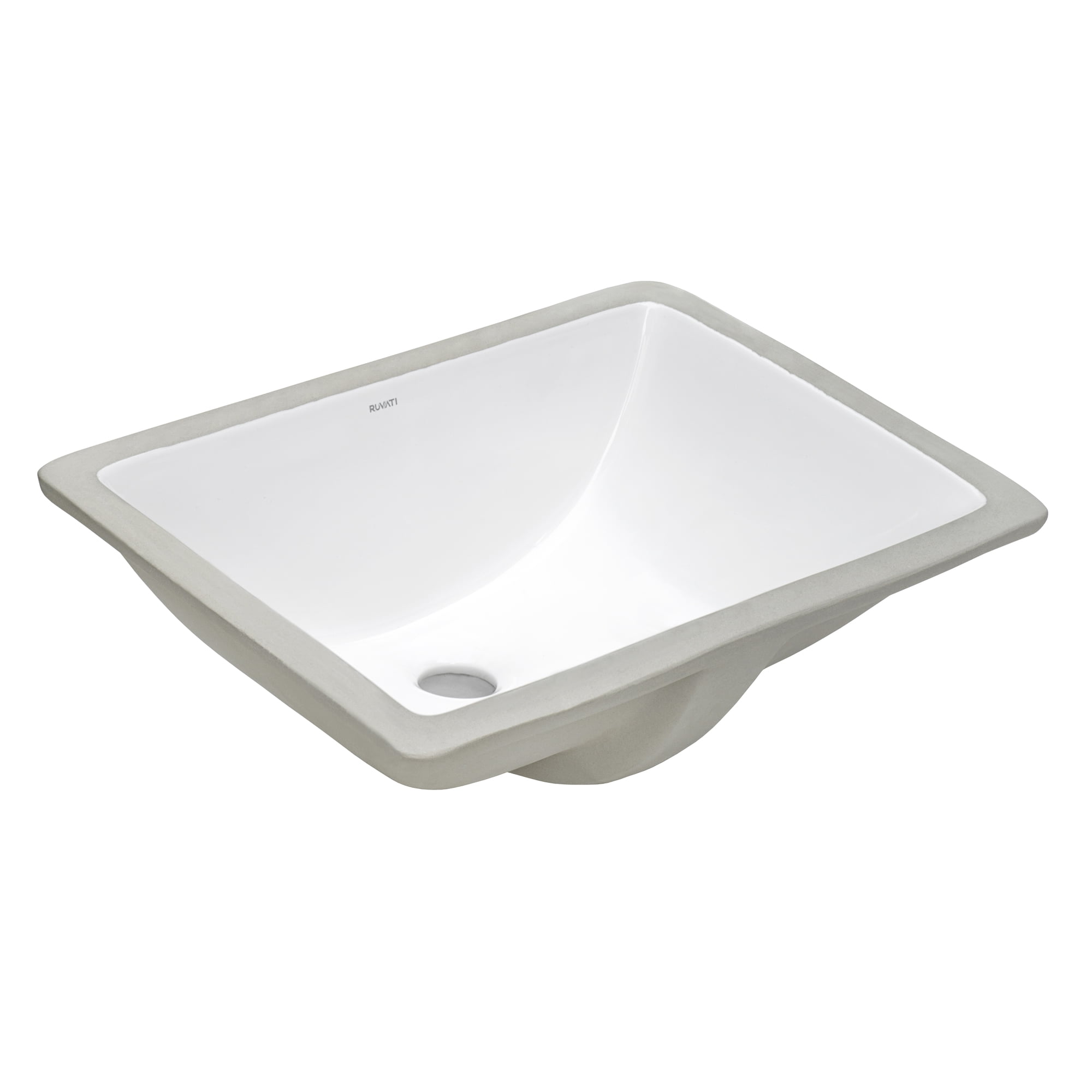 Ruvati White Rectangular Ceramic Undermount Bathroom Sink with Overflow