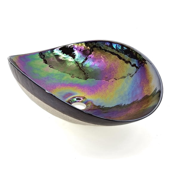 Ruvati 19 inch Murano Glass Art Vessel Seashell Decorative Pattern Bathroom Sink