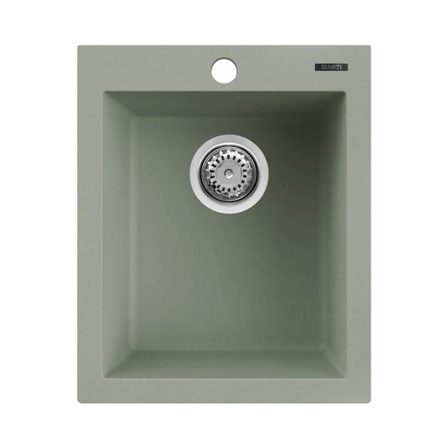 Ruvati  16 x 20 in. Epi Granite Drop in Top Mount Composite Single Bowl Kitchen Sink, Sage Green