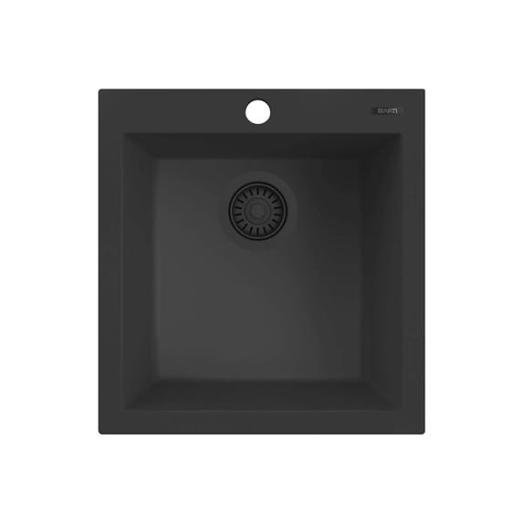 Ruvati RVG1018BK 18 x 20 in. Epi Granite Drop in Top Mount Composite Single Bowl Wet Bar Prep Sink, Midnight Black